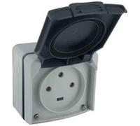 LEGRAND - Prise Etanche de Puissance 20A avec Terre Plexo - Prise 2P+T Puissance Max 4600W - 3 Alvéoles - Pose en Saillie - Fabriqué En France - Gris