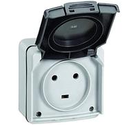 LEGRAND - Prise Etanche de Puissance 20A avec Terre Plexo - Prise 2P+T Puissance Max 4600W - 2 Alvéoles - Pose en Saillie - Fabriqué En France - Gris