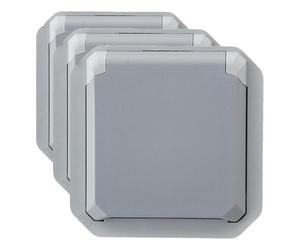 LEGRAND - Prise Etanche IP55 avec Terre Plexo - Prise 2P+T 16A avec Volet - À Compléter avec une Plaque de Finition ou un Boîtier Plexo - Fabriqué En France - Gris (Lot de 3)