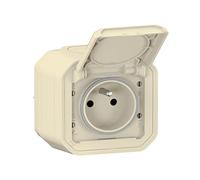 LEGRAND - Prise Etanche IP55 avec Terre Plexo - Prise 2P+T 16A Complète avec Volet - Pour Pose en Apparent - Fabriqué En France - Sable