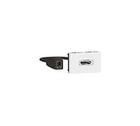 LEGRAND Prise hdmi 2.0 type-A, Mosaic, 2 modules, blanc brillant | Hdmi 2.0 type-A, 2 modules, blanc brillant RAL9003, encastré ou saillie, cordon 15cm, résolution jusqu’à 2160p