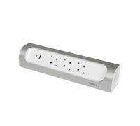 Legrand Prise Montable 90 degres 3x2P Avec Cordon USB A+C Alu (Prise européenne) - 694504 [5 Pièces]