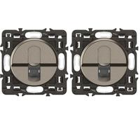 LEGRAND - Prise RJ45 Cat. 6 STP blindée - Prise Murale Multimédia - Pour Transmissions Haut Débit Gigabit Ethernet - A compléter d'une Plaque - Titanium (Lot de 2)