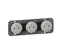 LEGRAND - Prise Triple Murale 16A avec Terre dooxie Surface - Prise 2P + T Affleurante avec Fond Rétractable - Fabriqué En France - Alu