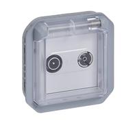 Legrand - Prise TV/R-SAT avec contact latéral de terre - Plexo - Etanche IP55 - Componible à installer avec boîte ou cadre - Gris - 069554LE
