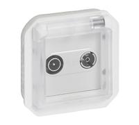 Legrand - Prise TV/R-SAT avec contact latéral de terre - Plexo - Etanche IP55 - Componible pour installer avec boîte ou cadre - Blanc - 069654LE