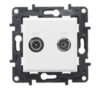 LEGRAND Prise TV-R/SAT Final composable pour installation encastrée, gamme Niloé Step, couleur blanche, 398318