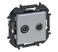 LEGRAND Prise TV-R/SAT Intermédiaire composable pour installation encastrée, gamme Niloé Step, couleur aluminium, 398316B