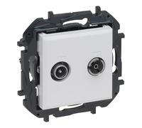 LEGRAND Prise TV-R/SAT Intermédiaire composable pour installation encastrée, gamme Niloé Step, couleur blanche, 398315B