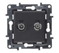 LEGRAND Prise TV-R/SAT Intermédiaire composable pour installation encastrée, gamme Niloé Step, couleur anthracite, 398317