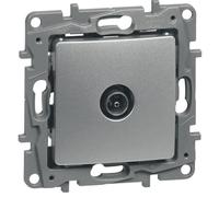 LEGRAND Prise TV simple mâle Niloé gris avec enjoliveur finition argent