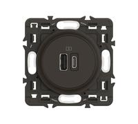 LEGRAND - Prise USB-C Double Céliane - 2 Ports USB-A et USB-C 3A/15W - Recharge Tous Types d'Equipements Electroniques - Prêt à Installer - Noir