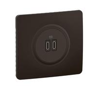 LEGRAND - Prise USB-C Double Céliane - 2 Ports USB-C 3A/20W - Recharge Tous Types d'Equipements Electroniques - Prêt à Installer - Noir