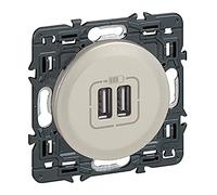 LEGRAND - Prise USB Double Céliane - 2 Ports USB-A 3A/15W - Recharge Tous Types d'Equipements Electroniques - Prêt à Installer - Titane