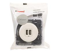 LEGRAND - Prise USB Double Céliane - 2 Ports USB-A 3A/15W - Recharge Tous Types d'Equipements Electroniques - Prêt à Installer - Blanc