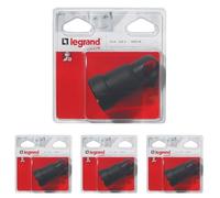 LEGRAND | Prolongateur 2P+T 16A Franco-Belge, Anneau Fixe Plastique Noir, Sortie Droite, Raccordement Avec Serre-Câble À Vis, Capacité Des Bornes 1,5mm² (Lot de 4)