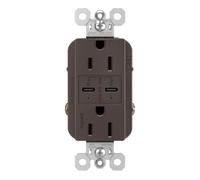 Legrand Radiant® R26USBPD Prise USB avec alimentation PLUS ultra rapide, inviolable, prise USB Type-C/C, 15 A, marron,