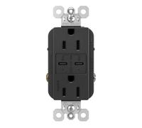 Legrand Radiant® R26USBPDBK Prise USB avec alimentation ultra rapide PLUS Power Delivery, inviolable, prise USB Type-C/C, 15 A, noir