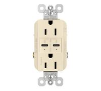 Legrand Radiant® R26USBPDLA Prise USB avec alimentation PLUS ultra rapide, inviolable, prise USB Type-C/C, 15 A, amande claire, R26USBPDLA