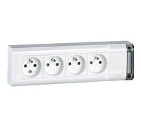 Bloc multiprise 4 prises 2P+T - fixable en saillie - 253mm LEGRAND