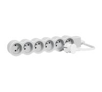 Multiprise 6 prises 2 pôles+terre Legrand blanc et gris 1 5 m