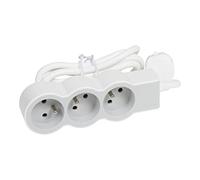 Legrand - Rallonge multiprise extra-plate avec 3 prises de courant avec terre avec cordon 1,5m - blanc et gris clair