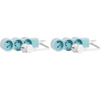 Legrand - Rallonge multiprise Extra-Plate avec 3 Prises de Courant avec Terre avec Cordon 1,5m - Blanc et Bleu (Lot de 2)
