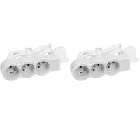 Legrand - Rallonge multiprise Extra-Plate avec 3 Prises de Courant avec Terre avec Cordon 3m - Blanc et Gris Clair (Lot de 2)