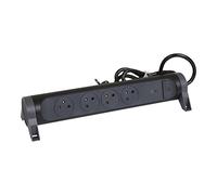 Legrand Rallonge multiprise Rotatif 4 prises avec parafoudre – Noir et gris foncé