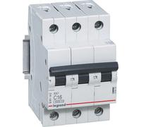 Legrand RX3 disjoncteur, disjoncteur de protection, caractéristique C, 16A, 3 pôles, 6000A, 400VAC, 3TE, 4 pièces, 419235