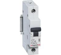 Legrand RX3 disjoncteur, disjoncteur de protection, caractéristique C, 16A, unipolaire, 6000A, 230/400VAC, 1TE, 419202