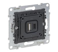 LEGRAND, Seano 765027 Insert de prise de charge USB, 1 de type A et 1 de type C Courant de charge : 3 A pour 5 V pour un appareil, 1,5 A en charge simultanée, 765027