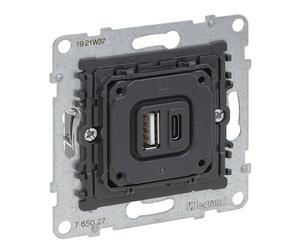 LEGRAND, Seano 765027 Insert de prise de charge USB, 1 de type A et 1 de type C Courant de charge : 3 A pour 5 V pour un appareil, 1,5 A en charge simultanée, 765027