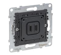 LEGRAND, Seano 765028 Insert de prise de charge USB 2 x type C Courant de charge : 3 A pour 5 V pour un appareil, 1,5 A en charge simultanée, 765028