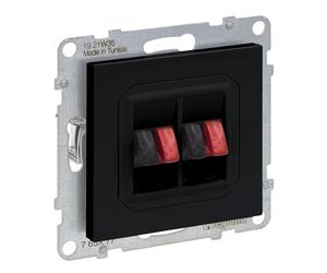 LEGRAND, Seano 765377 Connecteur de haut-parleur 2 voies avec pinces à ressort (rouge/noir) Laqué noir