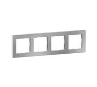 LEGRAND, Seano+ Cadre quadruple avec surface en matériau véritable, thermoplastique sans halogène, production et emballage durables, couleur : acier brossé, 765394