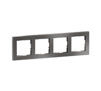 LEGRAND, Seano+ Cadre quadruple avec surface en matériau véritable, thermoplastique sans halogène, production et emballage durables, couleur : acier foncé, 765494