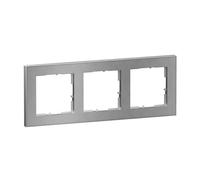 LEGRAND, Seano+ Cadre triple avec surface en matériau véritable, thermoplastique sans halogène, production et emballage durables, couleur : acier brossé, 765393