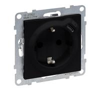 LEGRAND, SEANO Prise 2 en 1, prise combinée USB de type C, avec protection de contact accrue, bornes enfichables, 16 A, couleur : noir laqué, 765326