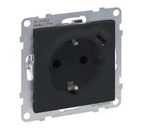 LEGRAND, SEANO Prise 2 en 1, prise combinée USB de type C, avec protection de contact accrue, bornes enfichables, 16 A, couleur : anthracite laqué, 765426