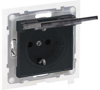 Legrand SEANO Prise de courant de sécurité avec protection renforcée contre les contacts accidentels et couvercle rabattable IP44, bornes à fiches, 16A, 250V, anthracite, 765424