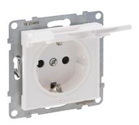 Legrand SEANO Prise de courant de sécurité avec protection renforcée contre les contacts accidentels et couvercle rabattable IP21, bornes à fiche, 16A, 250V, ultra-blanc, 765123