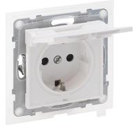 Legrand SEANO Prise de courant de sécurité avec protection renforcée contre les contacts accidentels et couvercle rabattable IP44, bornes à fiche, 16A, 250V, ultra-blanc, 765124