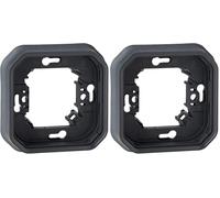Legrand - Support plaque étanche 1 poste Plexo pour montage en encastré des mécanismes composables - anthracite (Lot de 2)