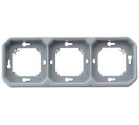 Legrand - Support plaque étanche 3 postes Plexo pour montage horizontal ou vertical en encastré des fonctions composables - gris
