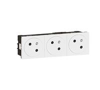 Legrand Prise triple Mosaic 0 994 22 – précâblée 2P+T inclinée à 45° – Blanc