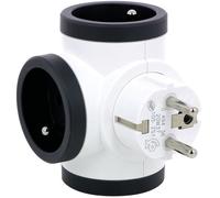 LEGRAND - Fiche Multiprise Triplite Rotative - 3 Prises Latérales en T avec Terre - Sécurité Enfant Intégrée - Blanc et Gris Foncé