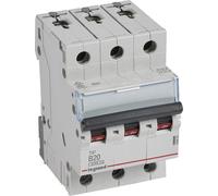 Legrand TX3 disjoncteur de protection de circuit caractéristique B, 20A, 3 pôles, 6kA, 400VAC, 3 unités de division, 403403