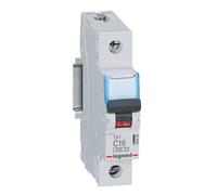 Legrand TX3 disjoncteur de protection de circuit caractéristique C, 16A, unipolaire, 6kA, 230/400VAC, 1 unité de division, 403434