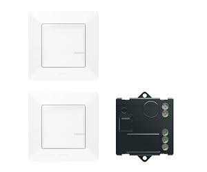 LEGRAND, Valena Life with Netatmo 752150 Kit radio préconfiguré avec micromodule sans fil + deux émetteurs muraux sans fil, indicateur LED pour l'état de la batterie, batterie incluse, extension d'une